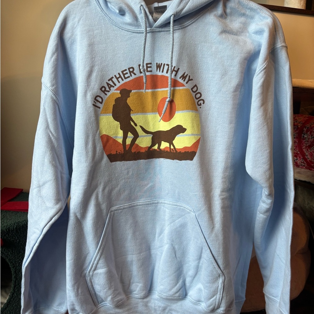 Gildan Light Blue Dog Silhouette Hoodie